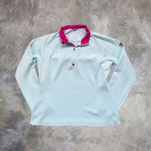 Zero Restriction Light Blue Pink Baltusrol Met Team Patch Half Zip Long Sleeve L